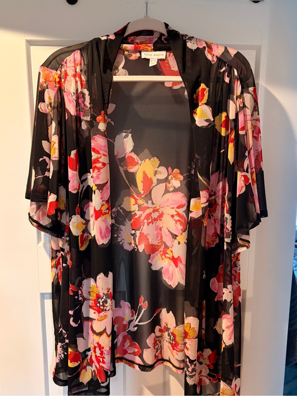 Susan Graver Women’s Plus Size 3x Sheer Kimono tunic length